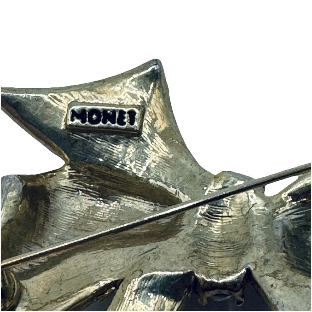 Vintage Monet Figural Bow Enamel & Rhinestone Bro… - image 3